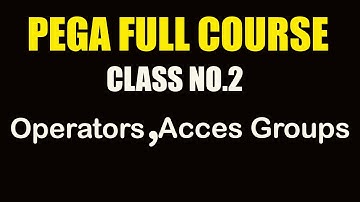 Pega Full Course|Operators,Access Groups|Class No.2|Pega Tutorials|Pega  Course Videos|Teacher
