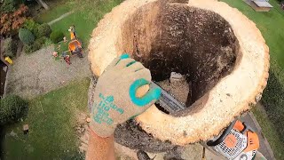 DÉMONTAGE DANGEREUX D'UN ARBRE CREUX🥶 / STIHL 500i / 661