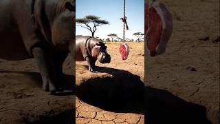 Animal world a greedy Hippo  fell down a trap. #animals #funny #shorts