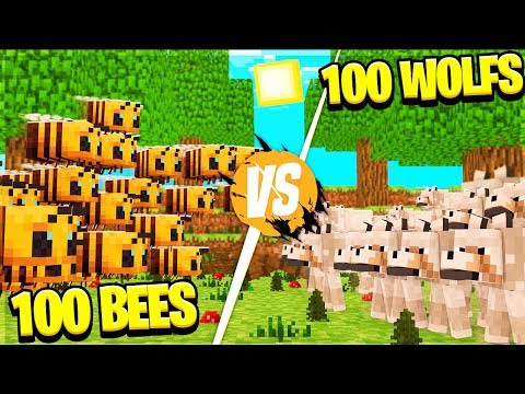 I made bees army in minecraft to attack dogs army