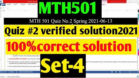 MTH501 :Quiz #2 verified solution2021 ||set-4||maths by Zahfran