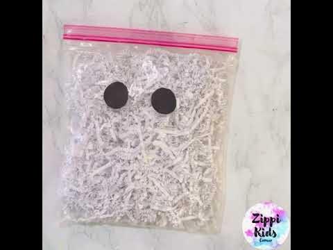 shredded paper snowman in a bag winter craft