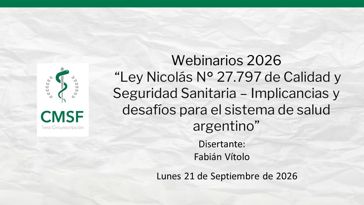 Webinario: Ley Nicolás N° 27.797 de Calidad y Seguridad Sanitaria