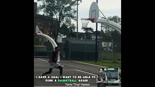 Tarris “Troy” Horton dunks a pickleball on a 10ft Rim in Dayton, Kentucky USA April 2026