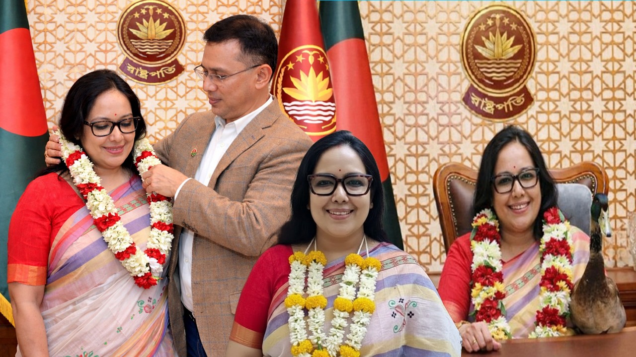 নির্বাচনে জয়ের পর বিএনপিতে ফিরিয়ে ফুলের মালা পরিয়ে রুমিন ফারহানাকে রাষ্ট্রপতি করলেন তারেক রহমান !!