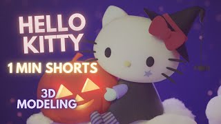 1 min 3d modeling Hello Kitty in Blender #shorts ~