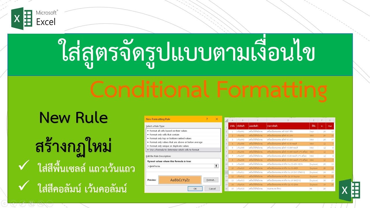 รูป แบบ คํา สั่ง  New Update  สร้างสูตร จัดรูปแบบตามเงื่อนไข (Conditional Formatting)