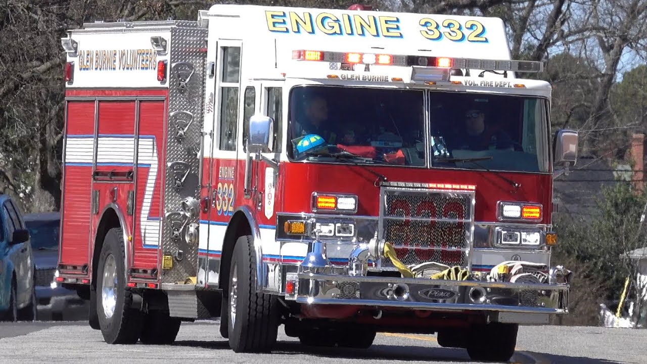 Glen Burnie Volunteer Fire Company Engine 332 Responding - YouTube