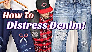 How To Distress Denim Simple & Easy Distressed Jeans Tutorial - Diy