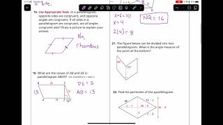 Honors Geometry 6-3 Worksheet Key Video