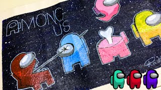 Among Us Painting In Space| Game Characters Painting Using Acrylic Paints| Acrylic Painting #13