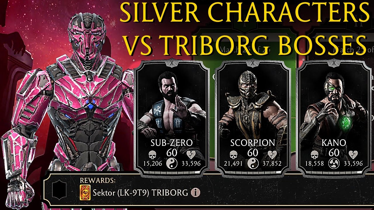 Silver Characters VS Bosses Triborg. Sektor Triborg Elder Challenge. MK Mobile.