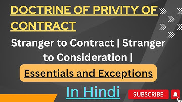 Privity of Contract | Stranger to Contract & it