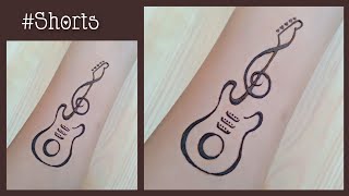 Simple tattoo /guitar tattoo making by henna || guitar tattoo on hand #shorts #mehndicreations