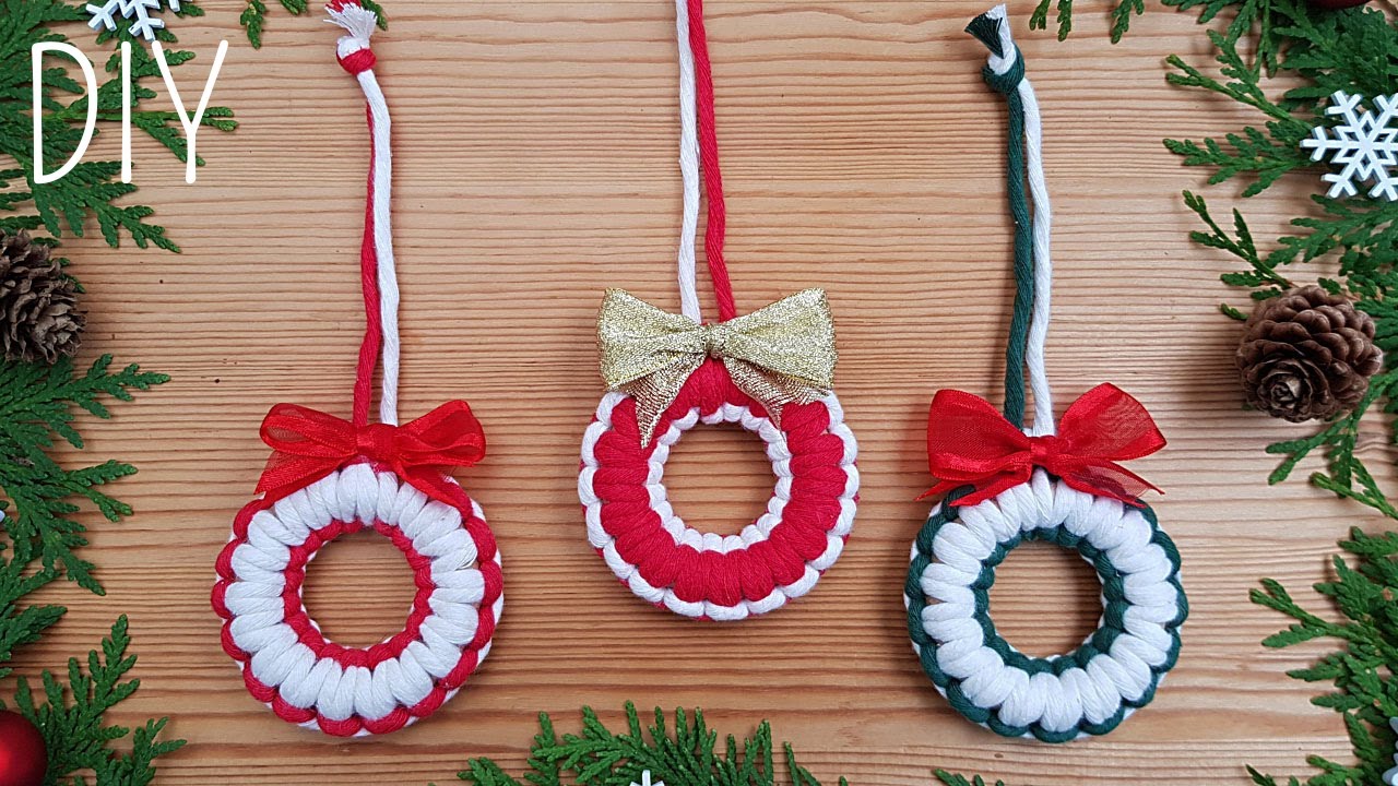 ❄DIY como hacer Coronitas en Macrame (paso a paso)/ DIY mini Macrame Wreath Ornaments Tutorial