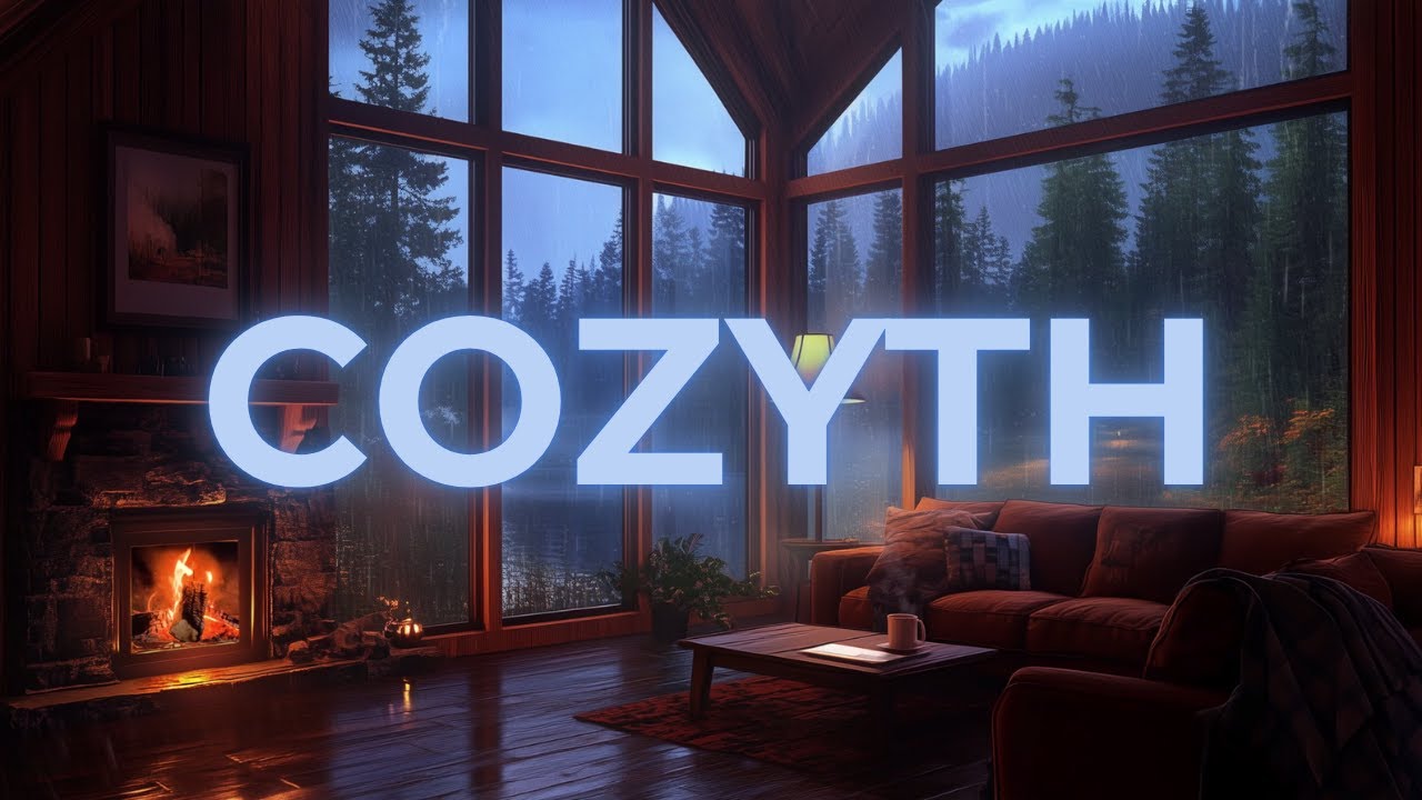 Cozy Fireplace Ambience  🔥🌧️ Crackling Fire & Gentle Rain | Warm Winter Room