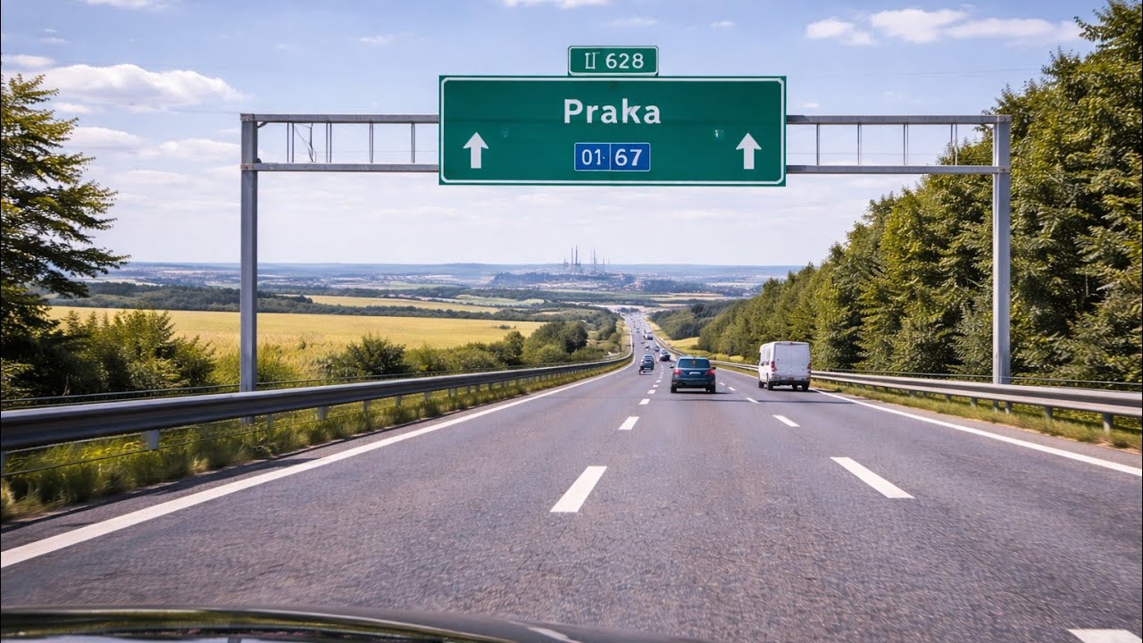 🚗 Český Brod → Praha | Klidná jízda autem | 4K | Bez komentáře