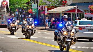 Cambridge Police Motorcycles  BMW R1200 RT-P Responding Lights and Sirens