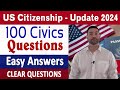 2024 easy answers official 100 civics questions  answers to pass us citizenship interview 2024