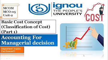 IGNOU MCOM | MCO- 05 | Classification of Cost | Basic Cost Concepts | Unit -2