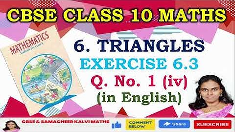 CBSE CLASS 10 MATHS CHAPTER 6 TRIANGLES EXERCISE 6.3 Q.No. 1 (iv) IN ENGLISH