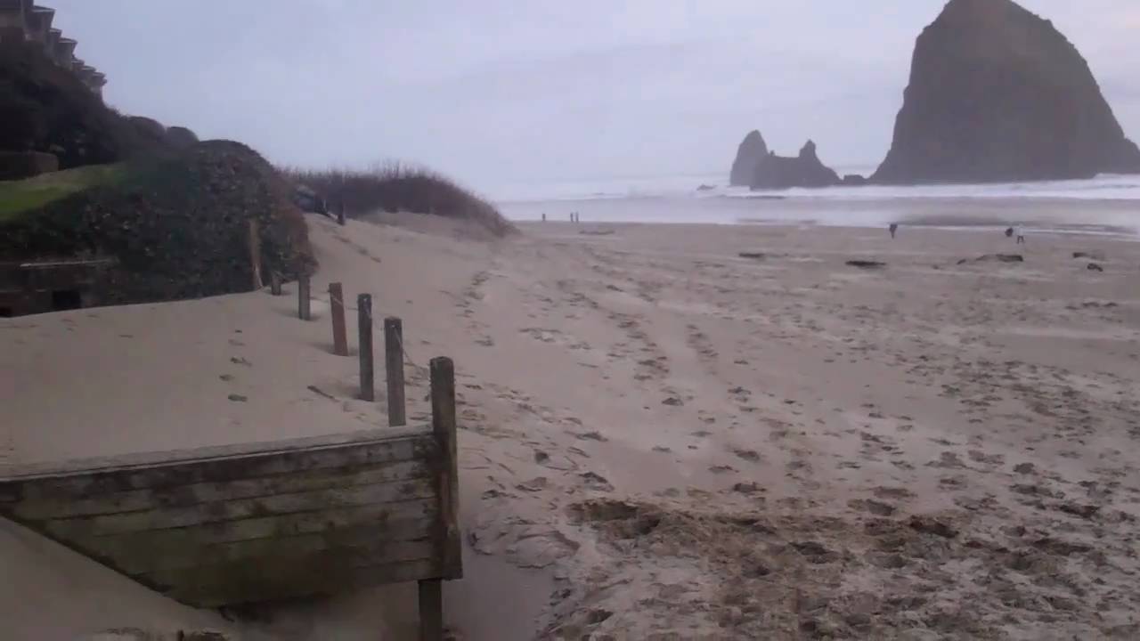 Cannon Beach Oregon Coast Day After Tsunami in Japan March 12 2011 [HD