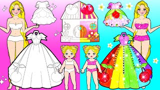 Pink Rapunzel Mother And Daughter Dresses New House | कागज की गुड़िया ड्रेस अप | Woa Dolls Hindi