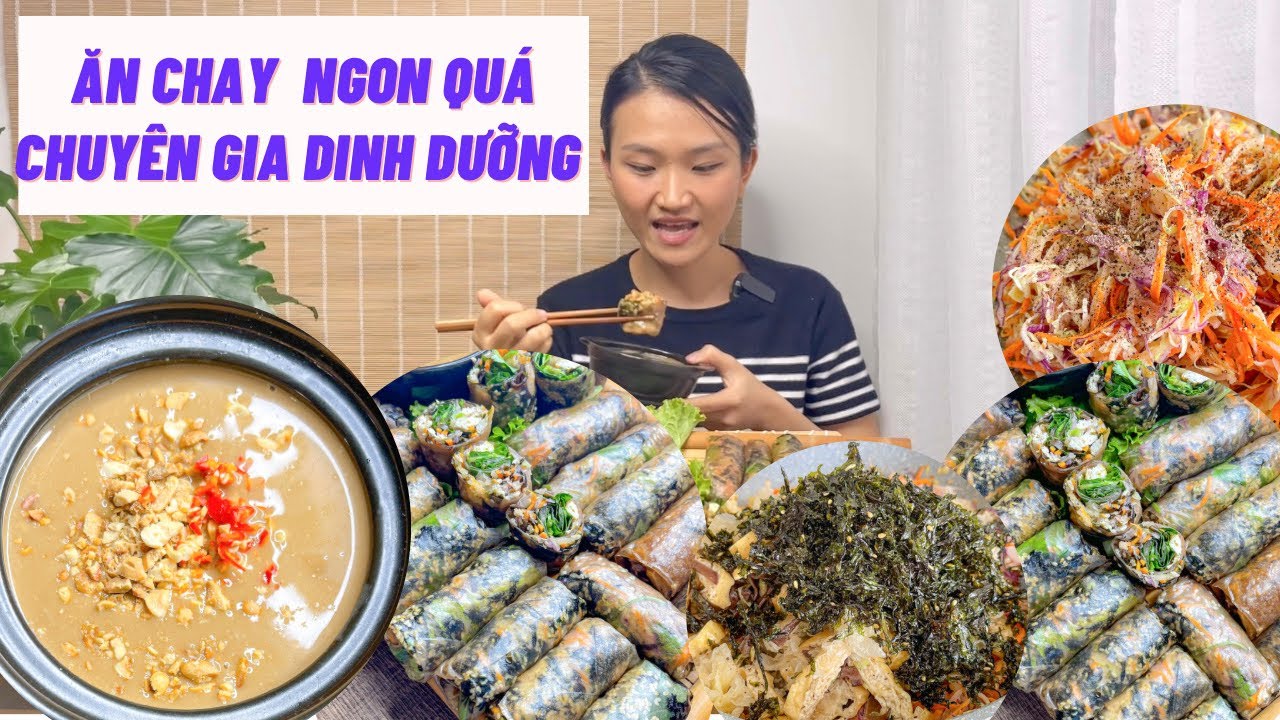 Bánh tráng gạo lứt cuốn rong biển | Nước chấm tương đen | Món chay ngon hài hoà
