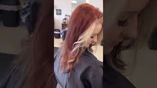 Red and blonde highlights hair transformation#hairtransformation #redhair