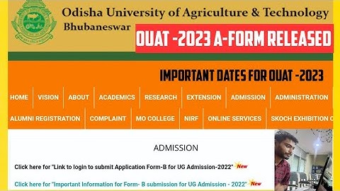 Ouat-2023 Admission Notification || Important Dates of Ouat-2023 || Form-A