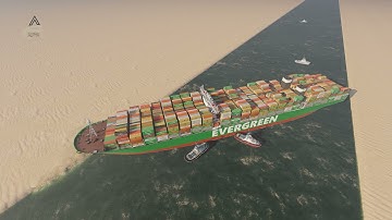 4K Cinematic 3D Animation - Container Ship Ever Given, EverGreen Lines - Suez Canal