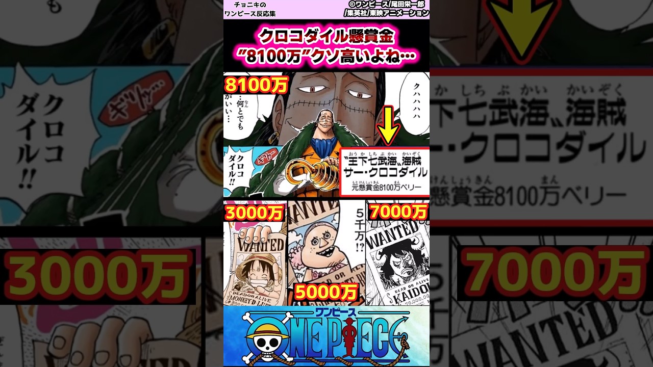【ワンピース】クロコダイルの懸賞金8100万ってクソ高いよね【最新1188話時点】#ワンピース反応集 #shorts