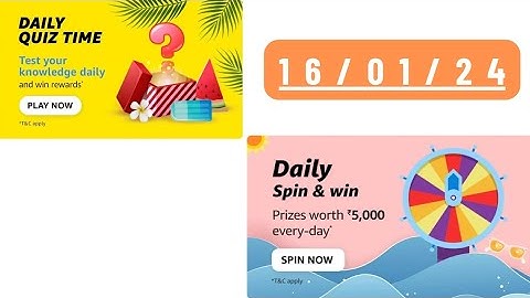 Daily Quiz Time Amazon 16 January 2023 | Daily Spin & Win Amazon | Amazon Daily Quiz Time |AmazonPay