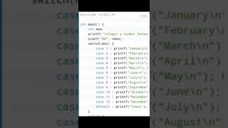 C program to read an integer in between 1 to 12 numbers and print the month of year in english ....