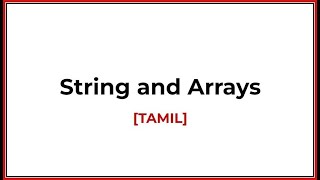 string and arrays [TAMIL]