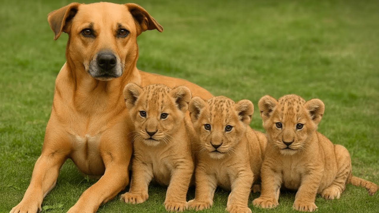 Un chien a élevé 3 lionceaux, mais quand ils ont grandi, l’impensable est  arrivé !