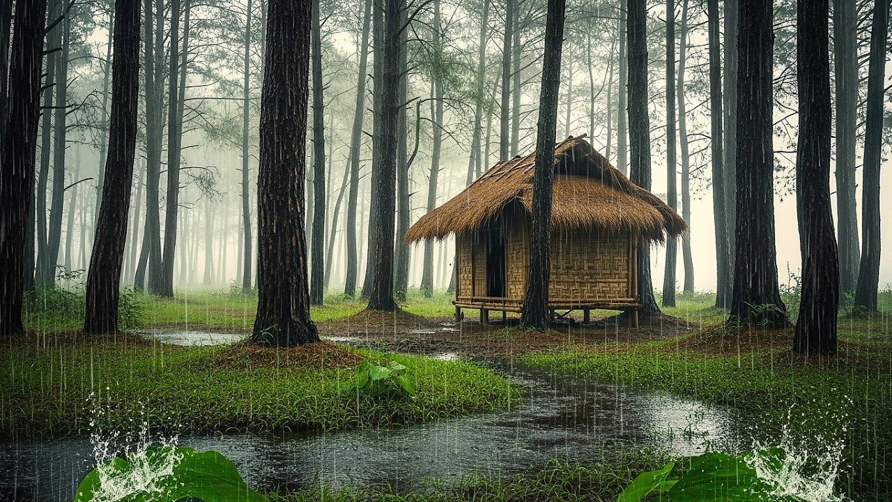 Heavy Rain and Thunder in the Forest 🌲 Sleep Fast with Relaxing ASMR Sounds