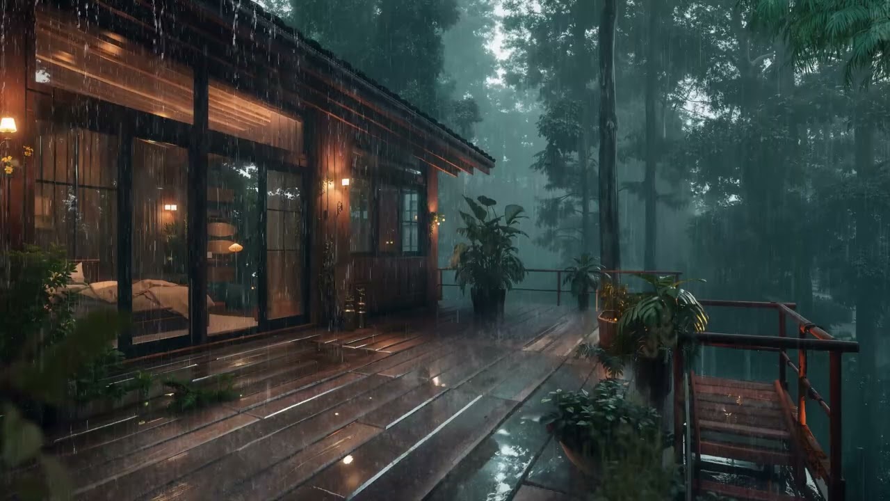 ASMR Gentle Rain Sounds for Sleeping 🌿 Forest Cabin Relaxing Rain Ambience