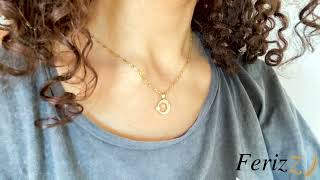 FerizZ Altın Kaplama Zincir Zirkon Taşlı Ay Yıldız Uçlu Kadın Kolye KLY-226