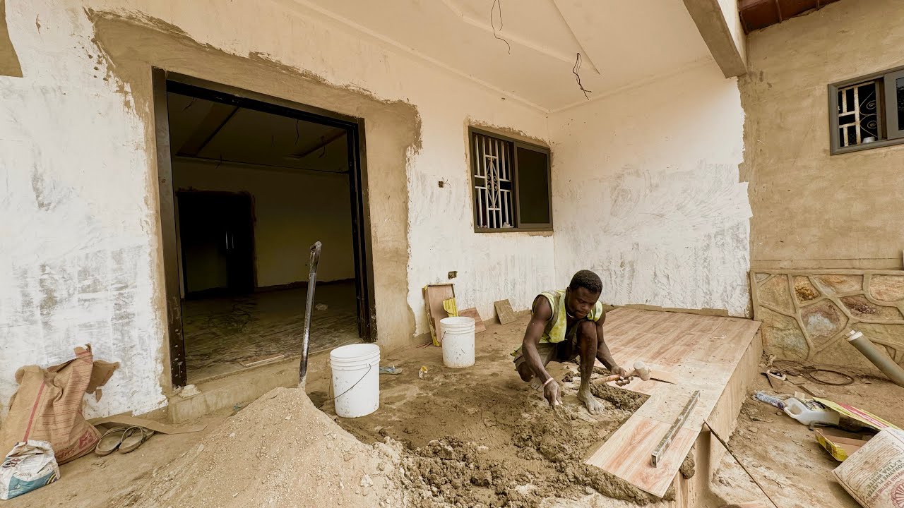 Don’t let a Contractor stress you on your own Project! Tiling work completed-Building in Ghana 🇬🇭