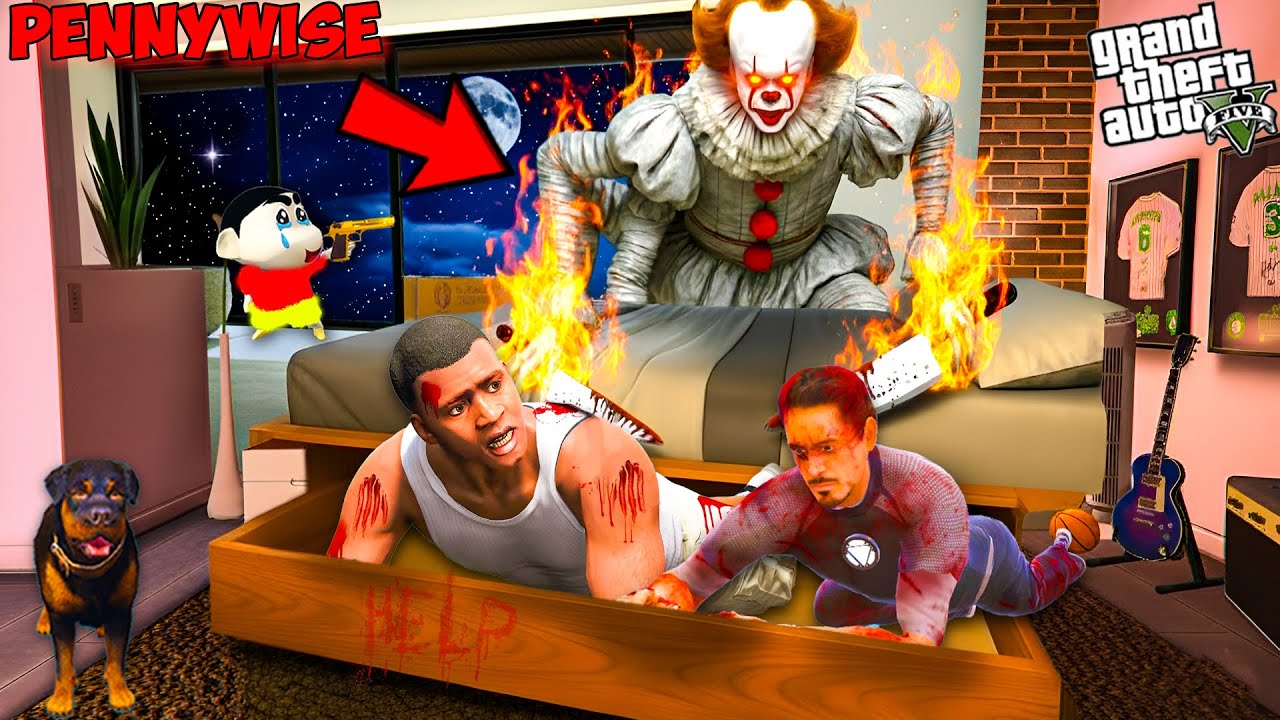 Franklin And Shinchan Found Scary Clown Pennywise In GTA 5