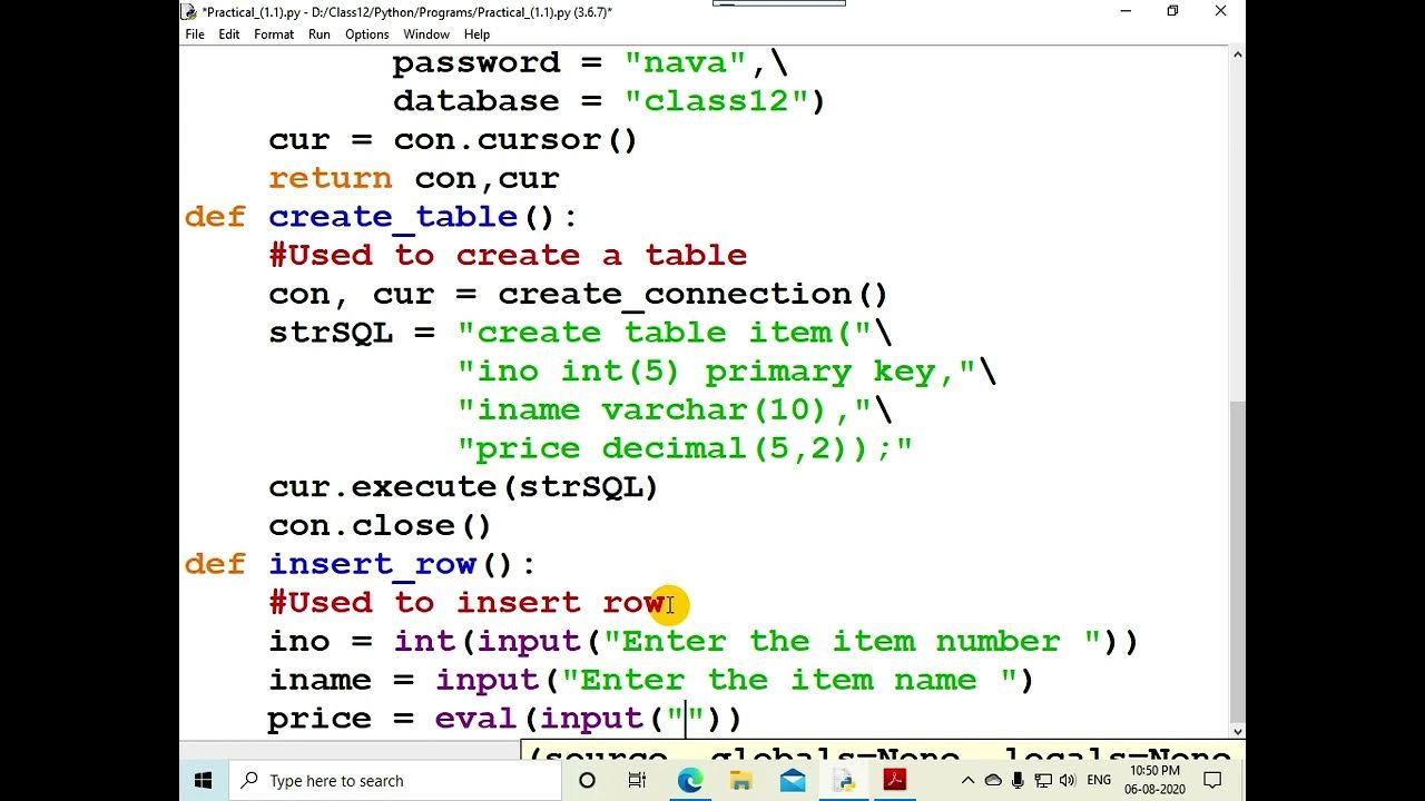 Python-MySQL connectivity: Menu driven program – 2: Part 2 of 4 - YouTube