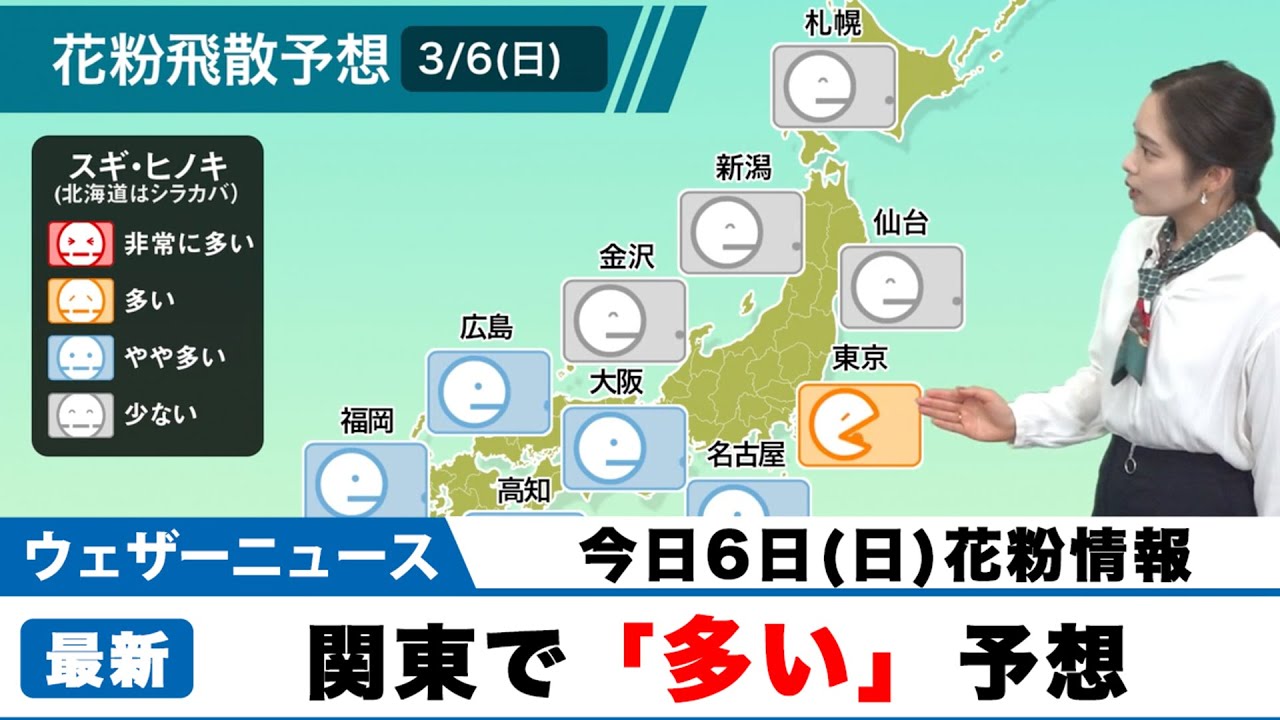 3月6日 日 の花粉飛散予想 東京で 多い 予想 西日本も対策を Youtube 3月6日 日 の花粉飛散予想 東京で 多い 予想 西日本も対策を Youtube
