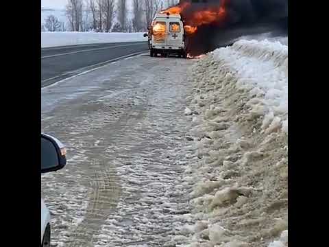 В Саратовской области сгорел автомобиль скорой помощи