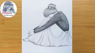 Alone Girl Pencil Sketch || How to draw a sad girl for beginners || Üzgün Kız Nasıl Çizilir