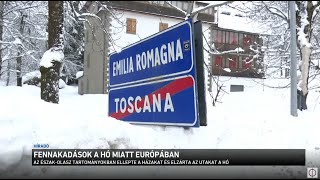 Fennakadások a hó miatt Európában