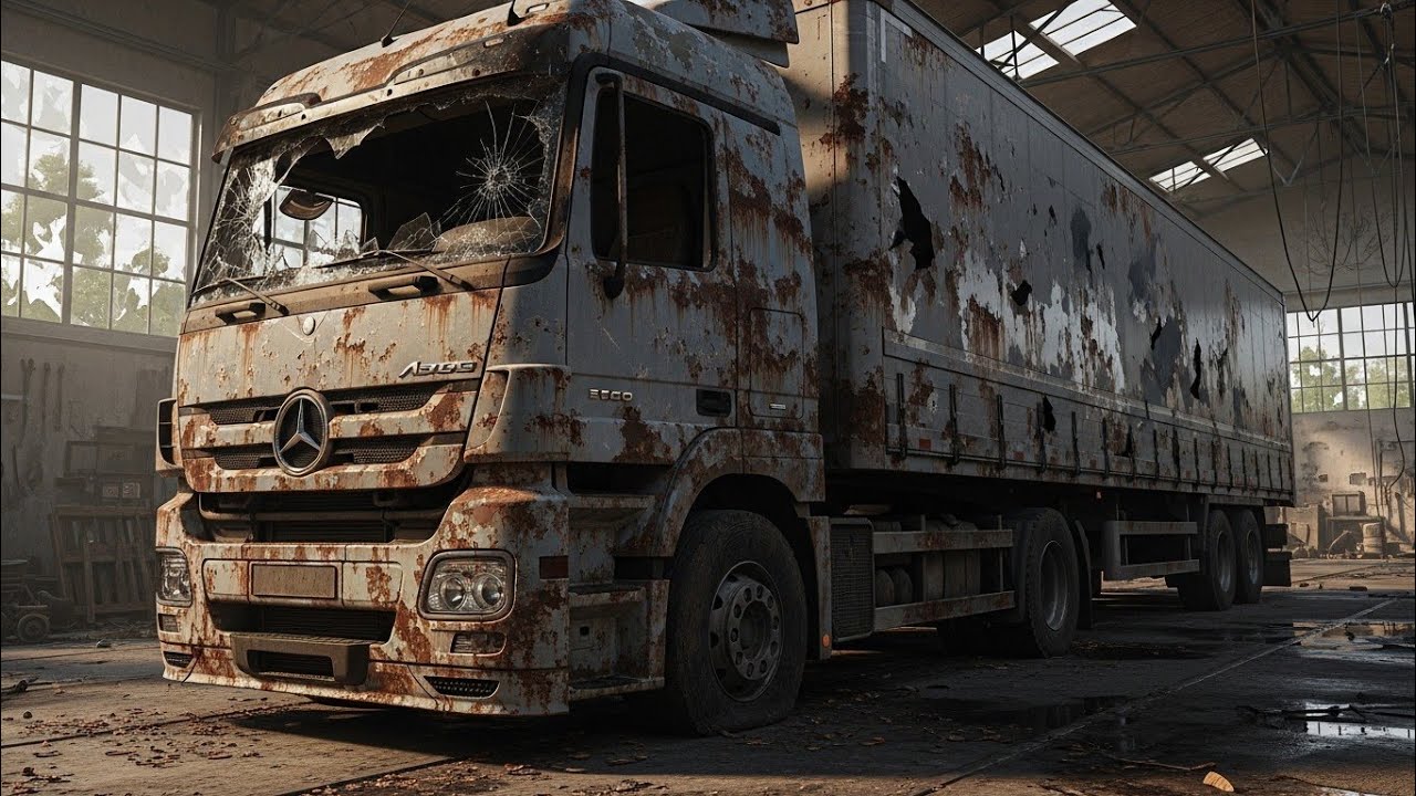 Restoration Abandoned Trailer TRUCK - Destroyed Mercedes Benz Semi Trailer Truck Restoration