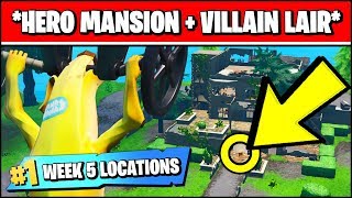 LAND AT A RUN DOWN HERO MANSION AND AN ABANDONED VILLAIN LAIR (Fortnite Season X Week 5 Challenges)