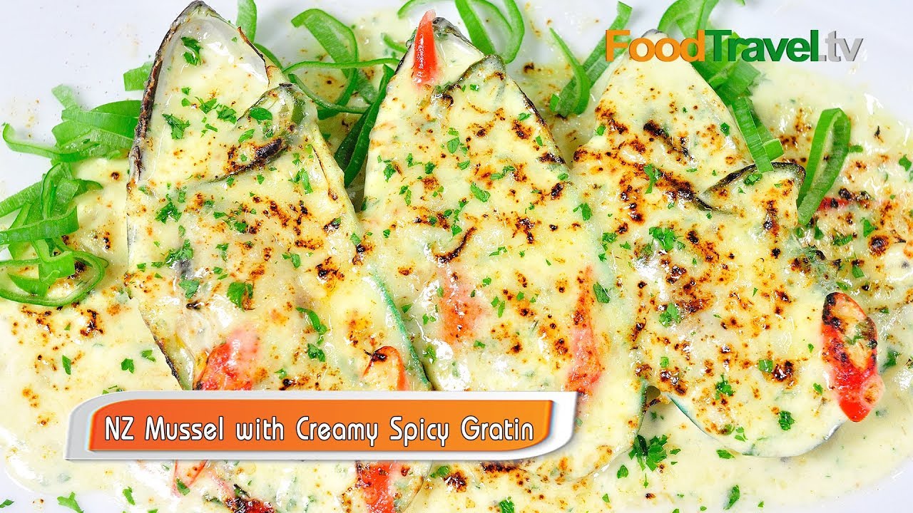 หอยแมลงภู่นิวซีเเลนด์อบชีสซอสครีมรสเผ็ด NZ Mussel with Creamy Spicy Gratin | FoodTravel