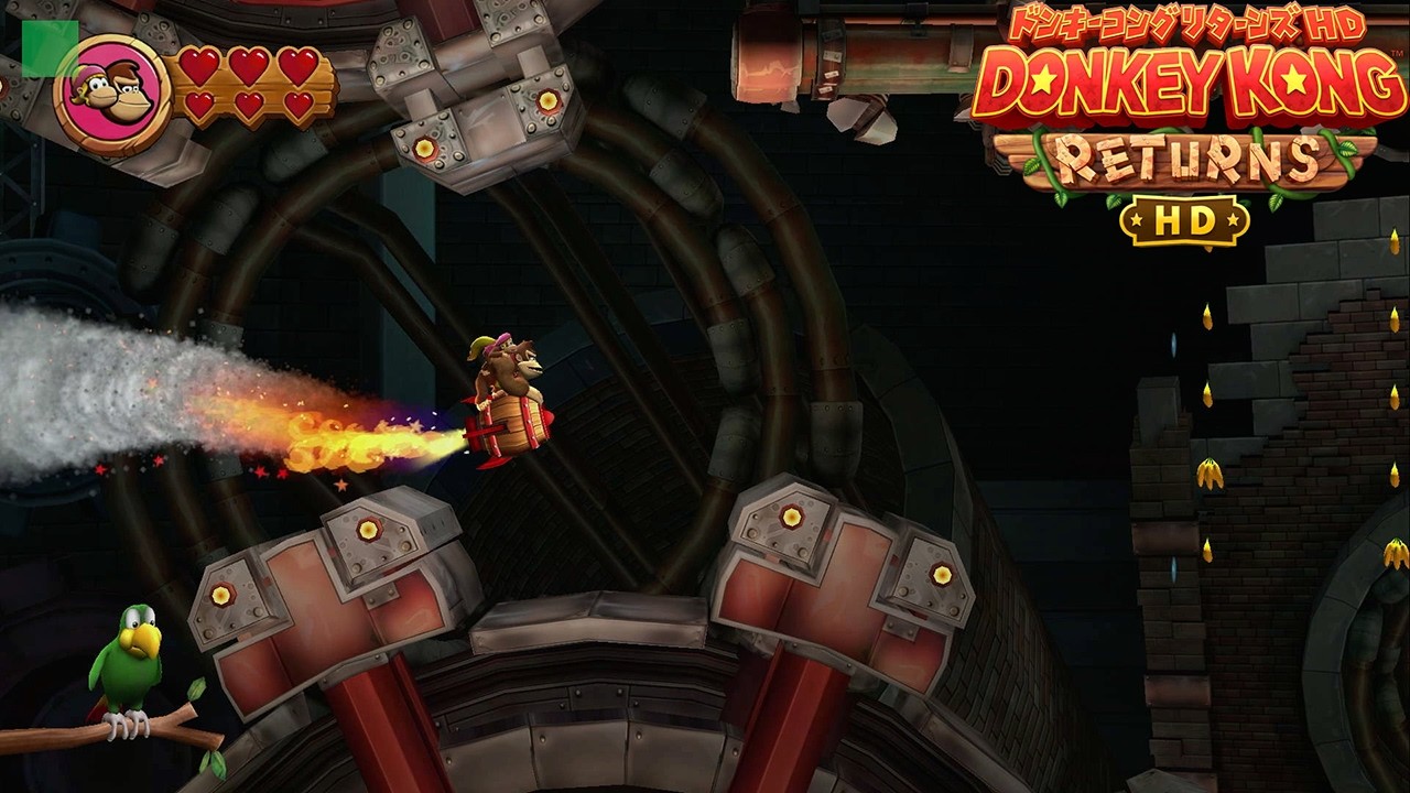 【ファクトリーエリア】7-3 ロボットハンド  7-4 スリル！ギアフライト 7-5 ロックンローリング KONGパネル ピースの場所 攻略【ドンキーコング リターンズ HD】